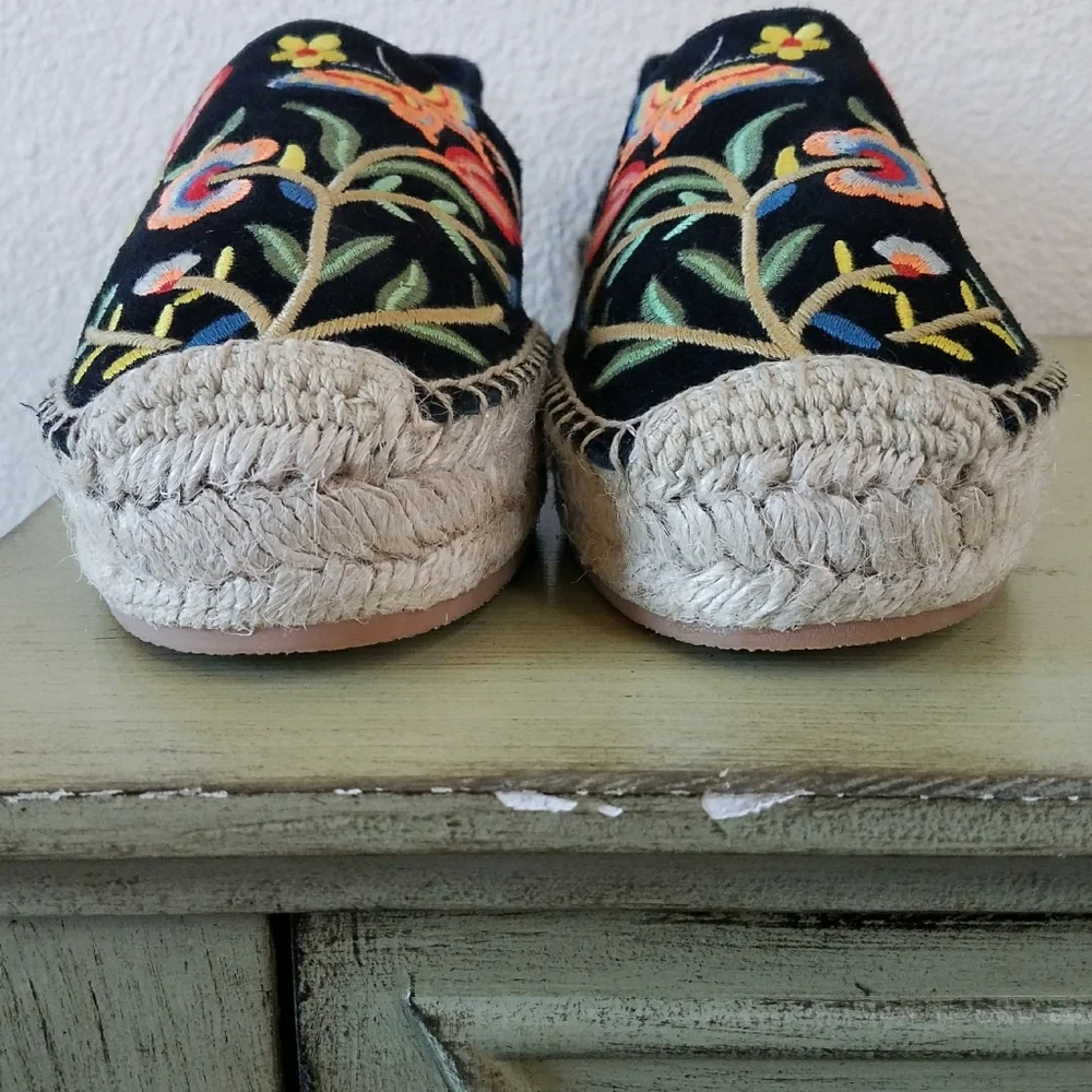 Johnny Was Embroidered Suede Espadrilles
